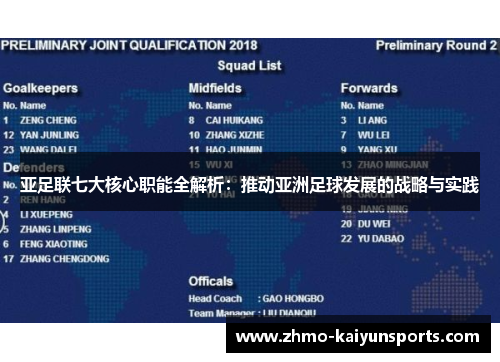 亚足联七大核心职能全解析：推动亚洲足球发展的战略与实践