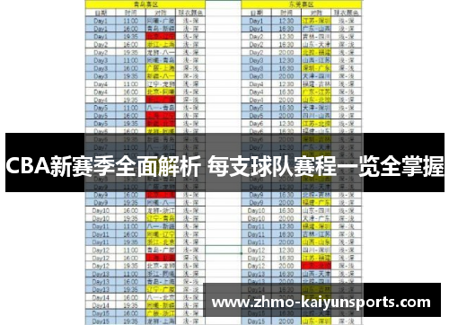 CBA新赛季全面解析 每支球队赛程一览全掌握