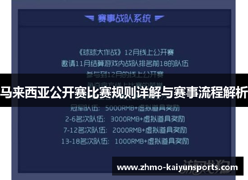 马来西亚公开赛比赛规则详解与赛事流程解析 马来西亚公开赛比赛规则详解与赛事流程解析